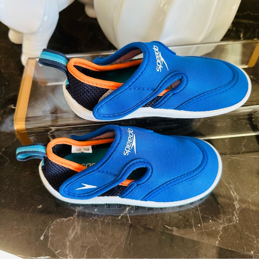 SPEEDO TODDLER HYBRID WATER SHOES SIZE MEDIUM BLUE NEOPRENE 7” LENGTH GREAT - Picture 12 of 12